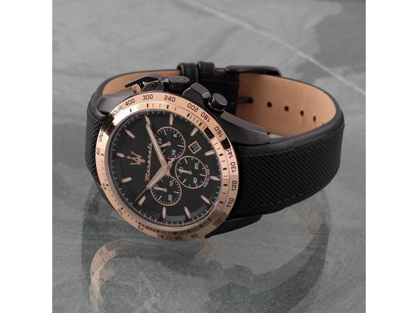 Veiling - Maserati Traguardo Zwart/Rose 45mm, Handtassen en Accessoires, Horloges | Heren