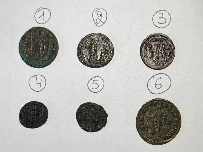 Romeinse Rijk Lot 6 munten Follis/Nummus/Antoninianus, Postzegels en Munten, Munten | Europa | Niet-Euromunten