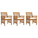 vidaXL Tuinstoelen 3 st met kussens massief acaciahout, Tuin en Terras, Verzenden, Nieuw