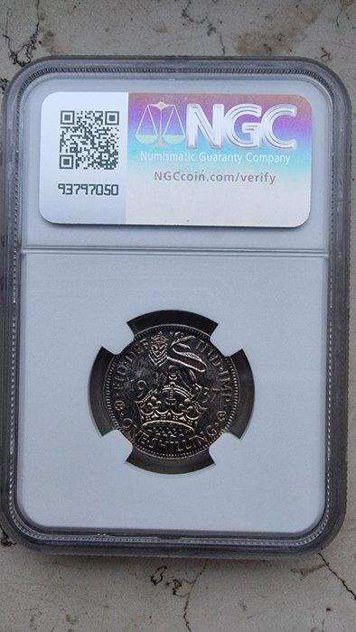 Verenigd Koninkrijk. George VI. 1 Shilling 1937 NGC MS62, Timbres & Monnaies, Monnaies | Europe | Monnaies non-euro