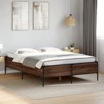 vidaXL Bedframe bewerkt hout metaal bruin eikenkleur 120x200, Huis en Inrichting, Slaapkamer | Bedden, Verzenden, Nieuw
