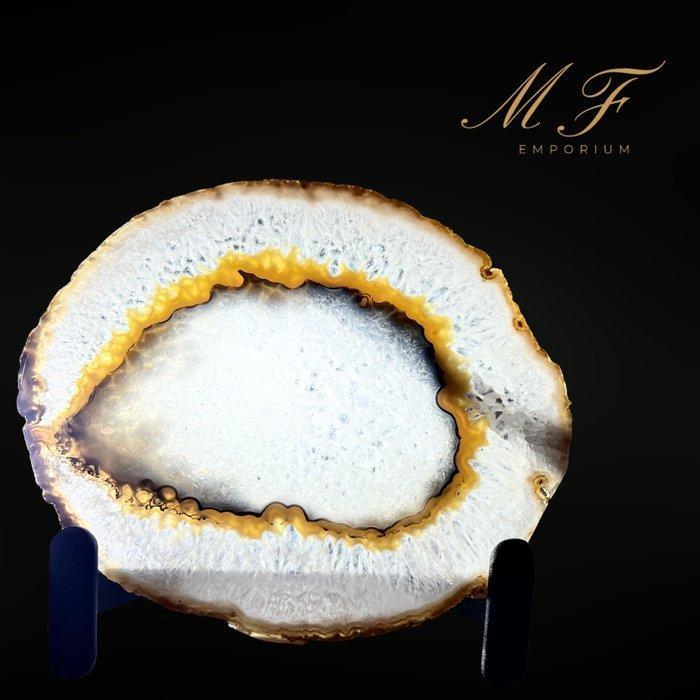 Prachtige agaatsnede met standaard Plak - Hoogte: 200 mm -, Verzamelen, Mineralen en Fossielen