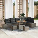vidaXL 9-delige tuinset met kussens, grijs poly rattan en, Verzenden, Nieuw
