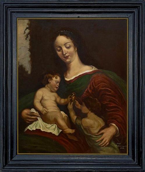 European school (XX), After Antoon Van Dyck - Madonna with, Antiek en Kunst, Kunst | Schilderijen | Klassiek