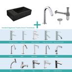 FonteinPack Recto Natuursteen Links 40x22x10 cm Chroom, Doe-het-zelf en Bouw, Ophalen of Verzenden, Nieuw, Chroom, Overige typen