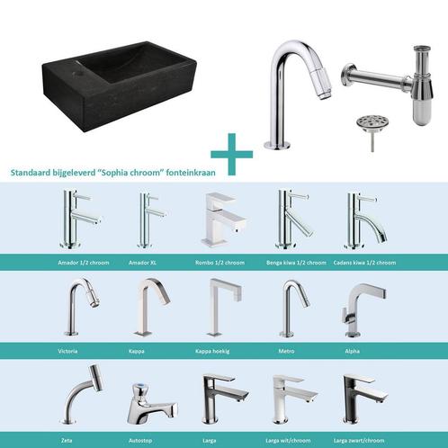 FonteinPack Recto Natuursteen Links 40x22x10 cm Chroom, Doe-het-zelf en Bouw, Sanitair, Overige typen, Nieuw, Chroom, Ophalen of Verzenden