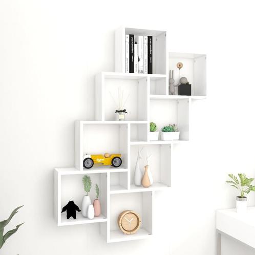 vidaXL Wandschap kubus 90x15x119 cm bewerkt hout wit, Huis en Inrichting, Kasten | Wandmeubels, Nieuw, Verzenden