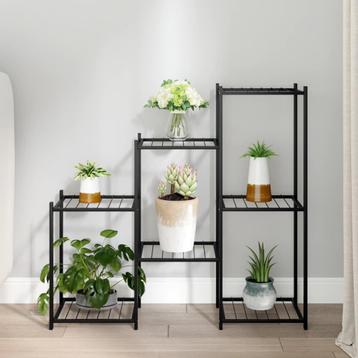 vidaXL Bloemenstandaard 83x25x80 cm ijzer zwart, Verzenden