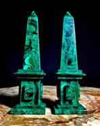 Paire dobélisques en malachite naturelle du Congo de la, Huis en Inrichting, Nieuw