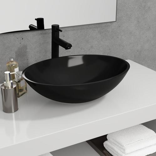 vidaXL Wasbak 50x37x14 cm glas zwart, Doe-het-zelf en Bouw, Sanitair, Nieuw, Verzenden