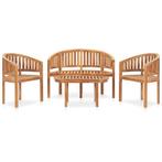 vidaXL Salon de jardin 4 pcs en forme de banane Bois de, Tuin en Terras, Verzenden, Salons de jardin