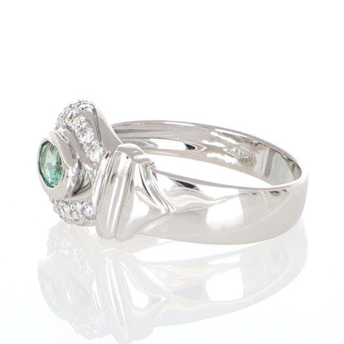 Zonder Minimumprijs - Ring - 18 karaat Witgoud Smaragd -, Handtassen en Accessoires, Ringen