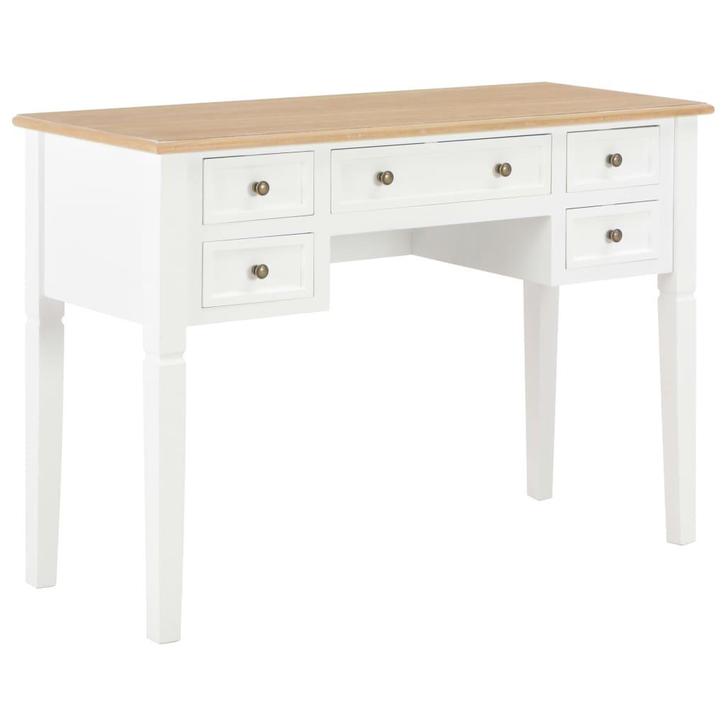 vidaXL Schrijftafel 109,5x45x77,5 cm hout wit, Huis en Inrichting, Bureaus, Nieuw, Verzenden