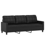 Driezitsbank Zwart Kunstleer 180cm | Retour Deal | -40%, Huis en Inrichting, Verzenden, 150 tot 200 cm, 75 tot 100 cm, Rechte bank