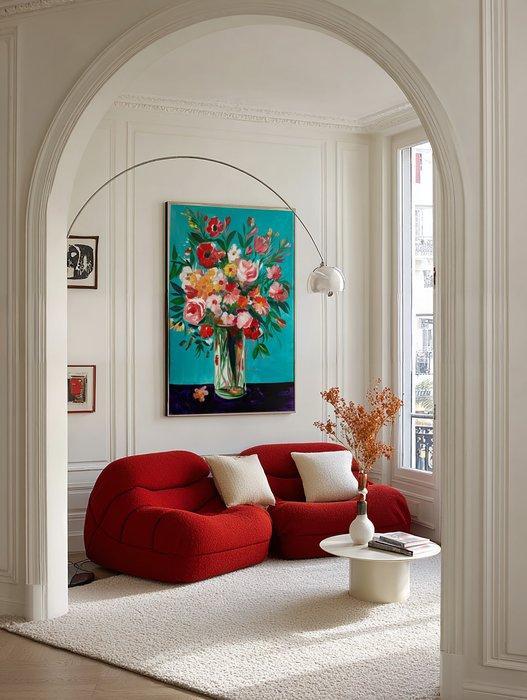 E. García - FLORES ROJAS XL (NO RESERVE), Antiek en Kunst, Kunst | Schilderijen | Modern