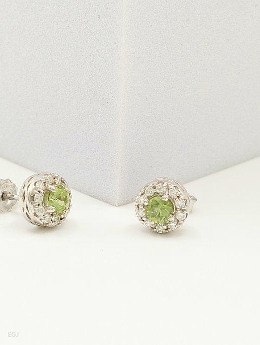 Zonder Minimumprijs - Oorbellen - 14 karaat Witgoud Saffier, Handtassen en Accessoires, Oorbellen