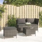 vidaXL Salon de jardin 3 pcs avec coussins Gris Résine, Tuin en Terras, Tuinsets en Loungesets, Verzenden, Salons de jardin