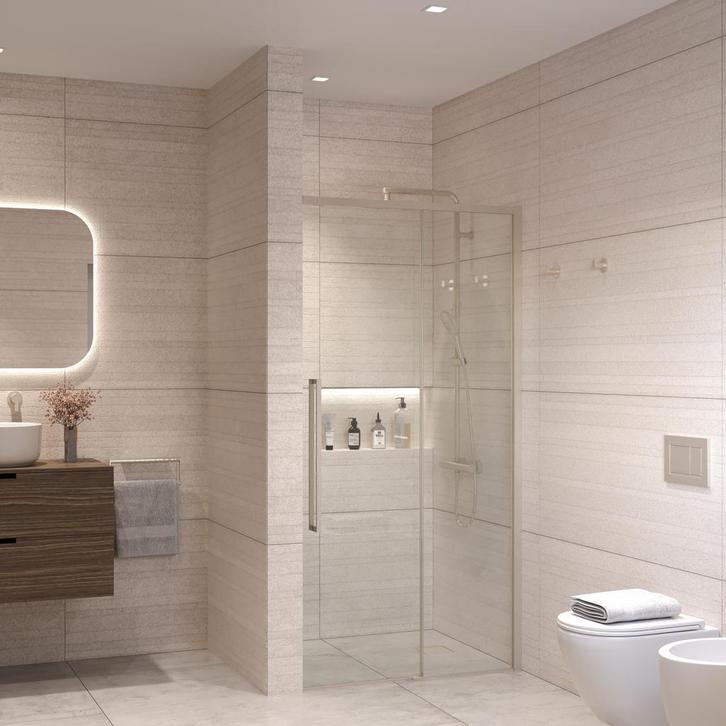 Nisdeur Sanivo Nova Soft Close 100x200 cm RVS Look Helder, Bricolage & Construction, Sanitaire, Douche, Enlèvement ou Envoi