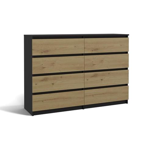 Ladekast antraciet eiken 8 lades (Slaapkamer), Huis en Inrichting, Kasten | Ladekasten, 5 laden of meer, 25 tot 50 cm, Nieuw, Overige houtsoorten