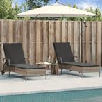 vidaXL Chaises longues avec coussins lot de 2 gris, Jardin & Terrasse, Chaises longues, Verzenden, Neuf