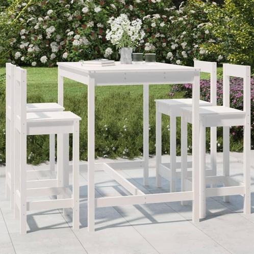 vidaXL 5-delige Barset massief grenenhout wit, Tuin en Terras, Tuinsets en Loungesets, Nieuw, Verzenden