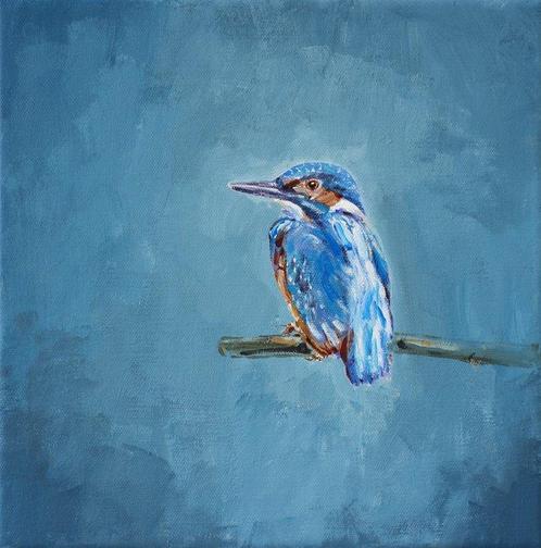 Matthieu van Riel - Kingfisher (Blue), Antiek en Kunst, Kunst | Schilderijen | Modern
