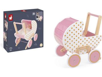 Janod Candy Chic - Houten Poppenwagen - Voor Poppen Tot 42, Verzenden