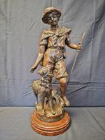L & F Moreau - sculptuur, Le berger - 49 cm - Hout,, Antiquités & Art, Antiquités | Céramique & Poterie
