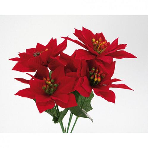 Kerstster kerstroos poinsettia 5 koppen rood velvet, Maison & Meubles, Accessoires pour la Maison | Plantes & Fleurs artificielles