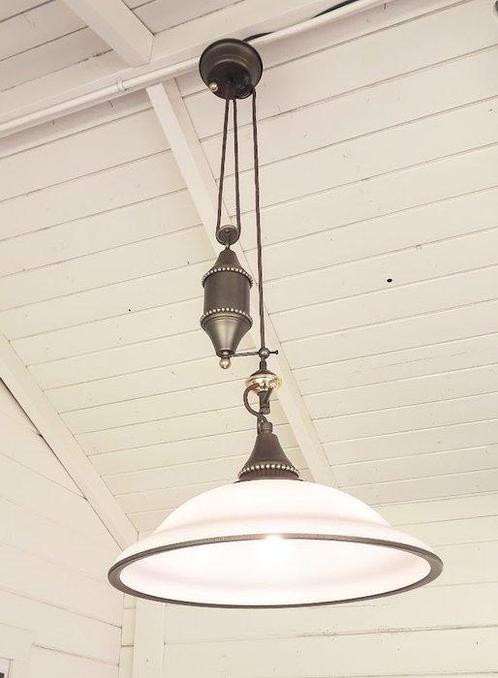 Pendellamp in hoogte verstelbaar - Plafonnier - Laiton, Antiek en Kunst, Curiosa en Brocante