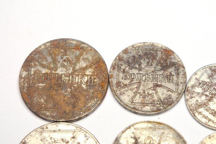 Duitse bezette gebieden. Set of 6 coins: 1, 2, 3 Kopecks, Postzegels en Munten, Munten | Europa | Niet-Euromunten