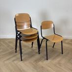 schoolstoel / kantinestoel zithoogte 44 cm, blauw - beuken, Gebruikt, Blauw, Hout, Eén