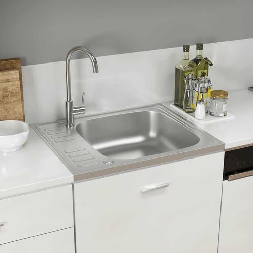 vidaXL Gootsteen met afvoerset 600x500x155 mm roestvrij, Huis en Inrichting, Keuken | Keukenelementen, Nieuw, Verzenden
