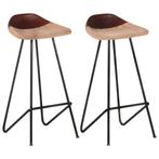 vidaXL Tabourets de bar lot de 2 marron cuir véritable, Maison & Meubles, Tabourets de bar, Verzenden, Neuf