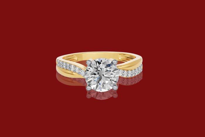 Ring - 14 karaat Geel goud - 2.17ct. tw. Diamant (Lab-grown), Handtassen en Accessoires, Ringen