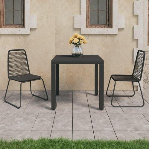 vidaXL 3-delige Tuinset PVC-rattan zwart, Tuin en Terras, Tuinsets en Loungesets, Tuinset, Nieuw, Verzenden