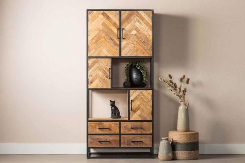 Vakkenkast Mangohout Gwenn 90 cm, Huis en Inrichting, Kasten | Boekenkasten, Nieuw, Verzenden