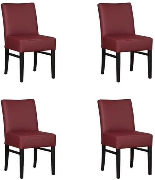 Set van 4 Donkerrode leren landelijke eetkamerstoelen -, Huis en Inrichting, Stoelen, Overige kleuren, Vier, Nieuw, Leer, Ophalen of Verzenden
