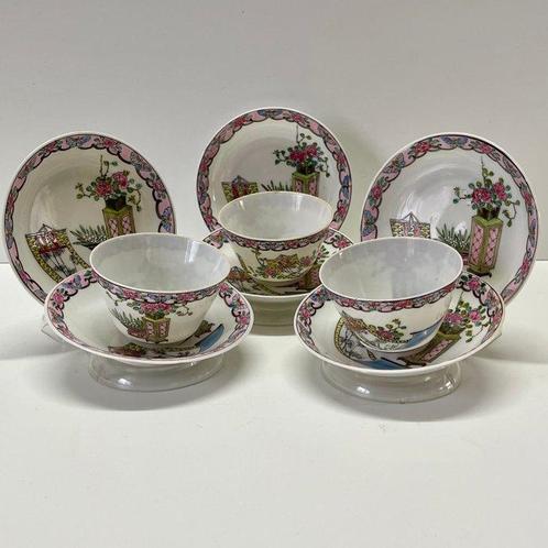 Edmé Samson (Paris, 1810-1891) - Kop en schotel (9) -, Antiek en Kunst, Antiek | Glaswerk en Kristal