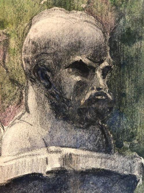 École Française (c. 1920) - Le buste de Paul Verlaine - NO, Antiek en Kunst, Kunst | Schilderijen | Klassiek