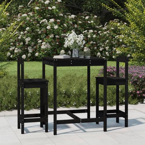 vidaXL 3-delige Tuinbarset massief grenenhout zwart, Tuin en Terras, Tuinsets en Loungesets, Nieuw, Verzenden