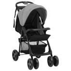 vidaXL Kinderwagen 2-in-1 staal lichtgrijs en zwart, Kinderen en Baby's, Verzenden, Nieuw