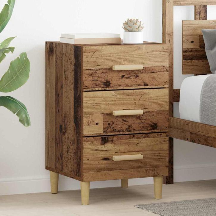 vidaXL Nachtkastje met lade Oud hout 40 x 40 x 66 cm Bewerkt, Huis en Inrichting, Slaapkamer | Nachtkastjes, Nieuw, Verzenden
