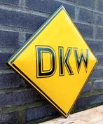 DKW geel emaille bord, Verzamelen, Verzenden, Nieuw