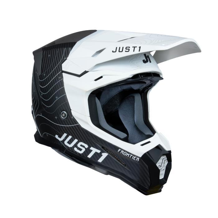 Just1 J-22 C Frontier Helmet – Black/White Carbon Matt, Motoren, Onderdelen | Overige, Verzenden