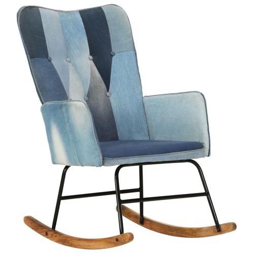 vidaXL Chaise à bascule Denim Bleu Toile patchwork, Maison & Meubles, Chaises, Neuf, Envoi