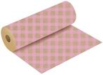 Bloemenpapier cadeaupapierkraftpapier gingham baby roze rol, Nieuw