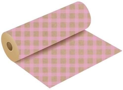 Bloemenpapier cadeaupapierkraftpapier gingham baby roze rol, Huis en Inrichting, Woonaccessoires | Kunstplanten en Kunstbloemen