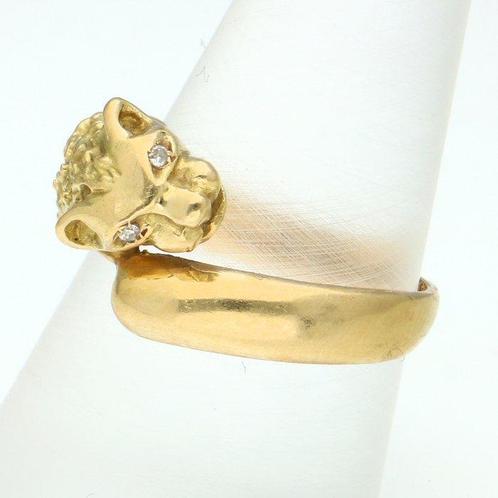 Bague - 18 carats Or jaune -  0.01ct. tw. Diamant, Handtassen en Accessoires, Ringen