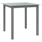 vidaXL Tuintafel 80x80x74 cm aluminium en glas lichtgrijs, Tuin en Terras, Tuintafels, Verzenden, Nieuw